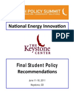 2011 Final Recommendations From Keystone National Youth Policy Summit