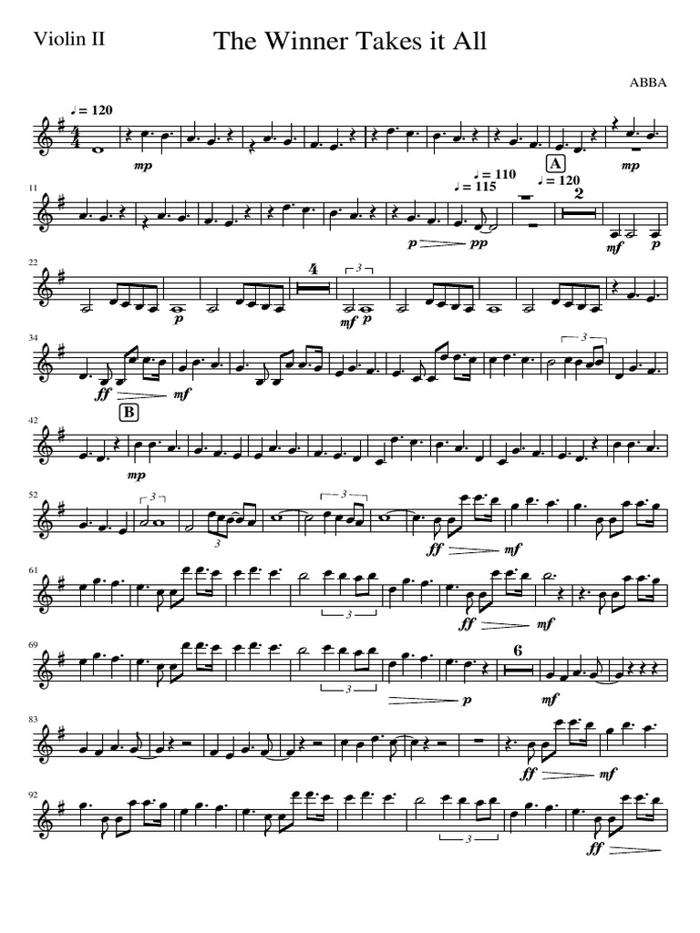 Winner Takes It All Violin Sheet Music | PDF