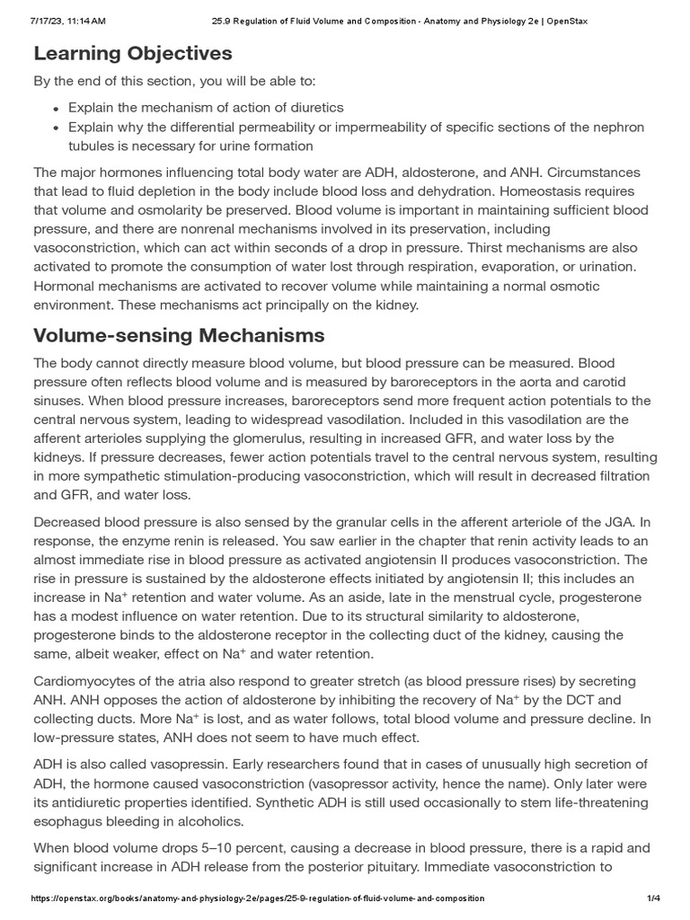 25 9 regulation of fluid volume and composition anatomy and