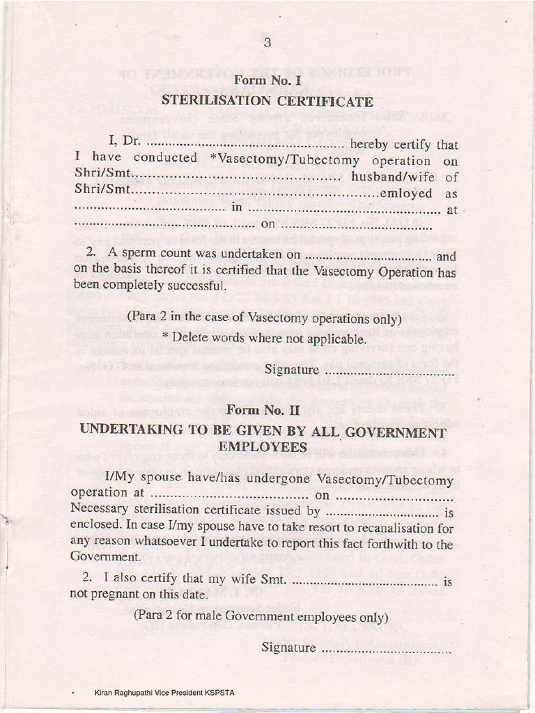Sterilization Certificate Format PDF