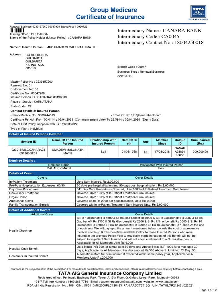 Group Medicare Certificate of Insurance | PDF | Insurance | Obesity
