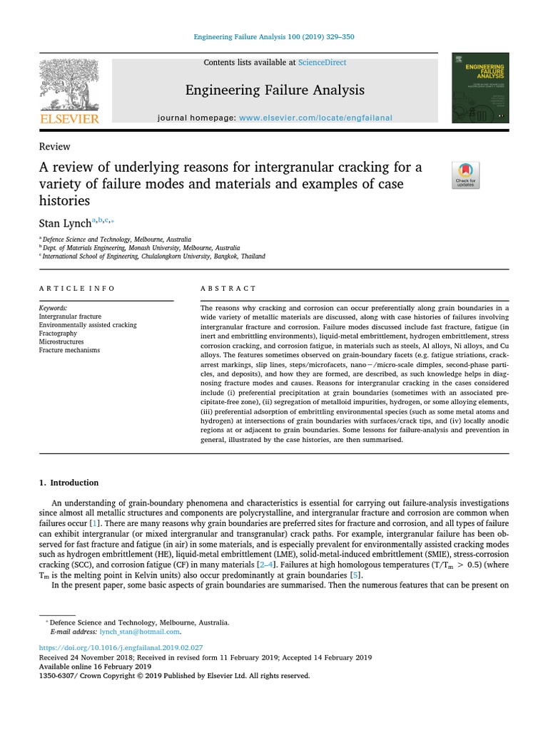 A Review of Underlying Reasons For Intergranular Cracking For A Variety ...