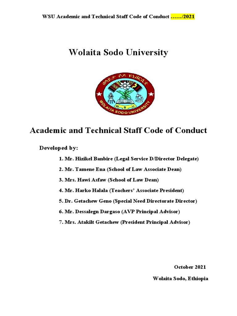 WSU ATS Code of Conduct 2021 Final PDF Conflict Of Interest Disciplines