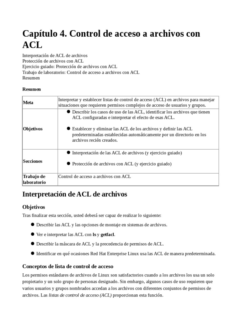 Guía de ACL para Control de Acceso | PDF | Archivo de computadora ...