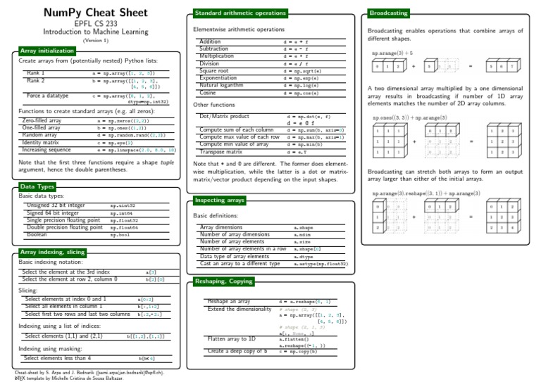 Cheatsheet Numpy | PDF