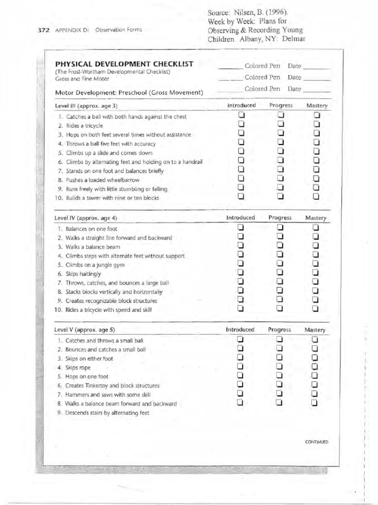 Physical Development Observation Form | PDF