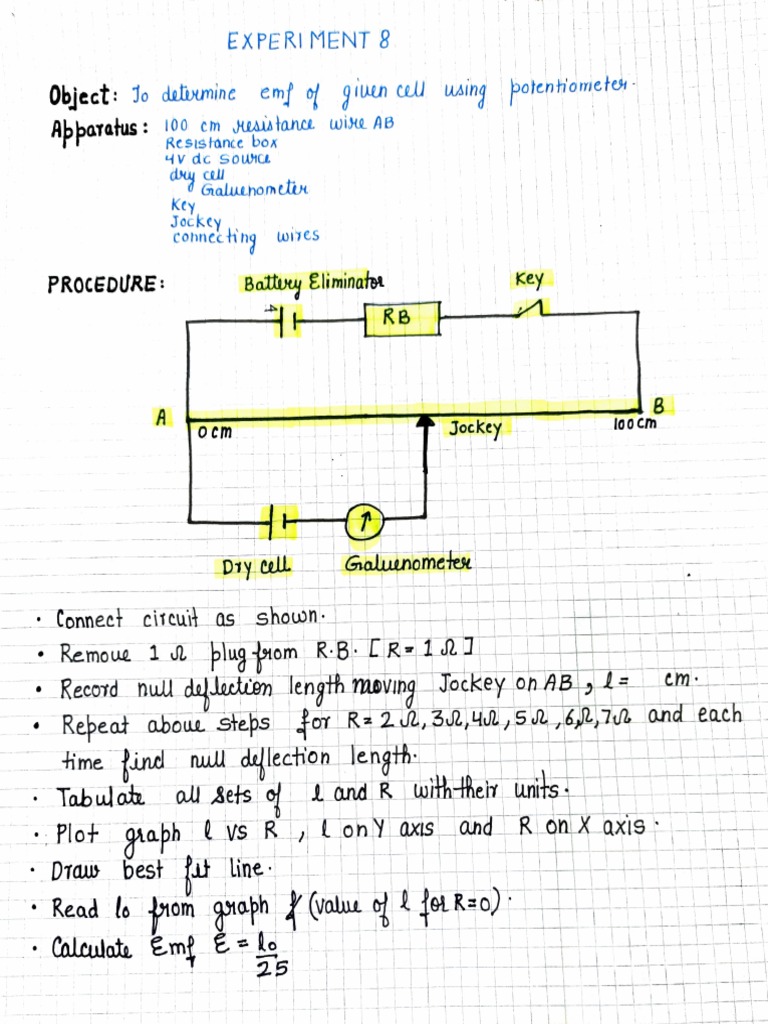 Measuring EMF of a Cell with Potentiometer | PDF | Electricity ...