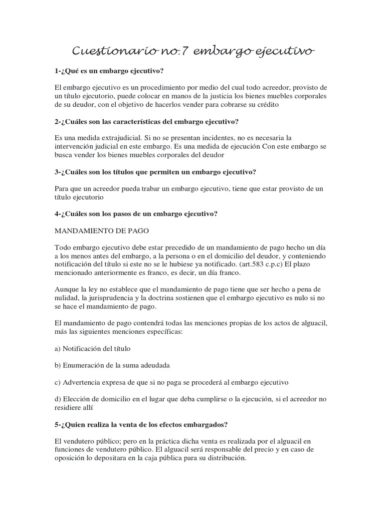 Qué es el embargo ejecutivo | PDF | Derecho