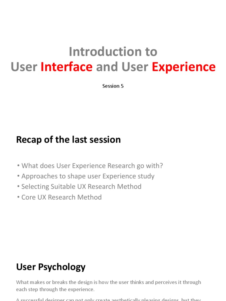 UX Session 5 - User Psychology and Behaviour | PDF