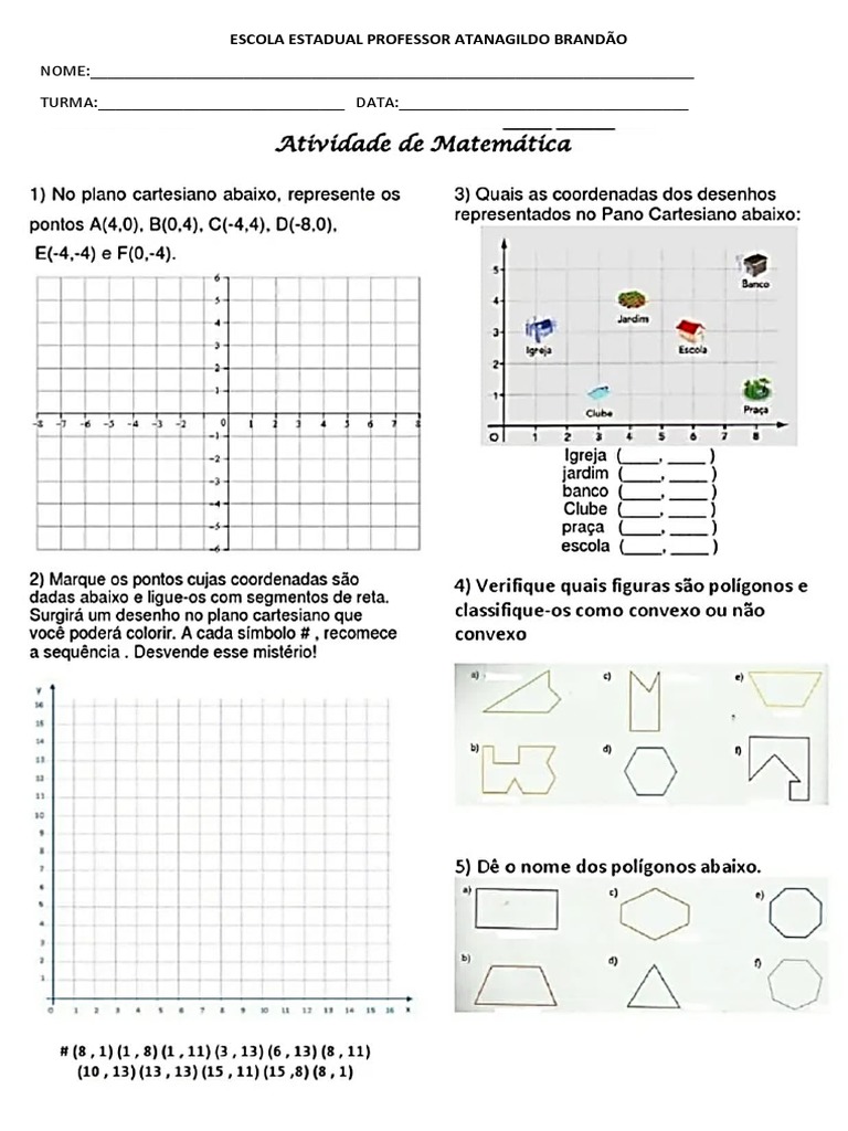 Atividades Plano Cartesiano 5 Ano Edulearnmapa Cartesiano Puebla