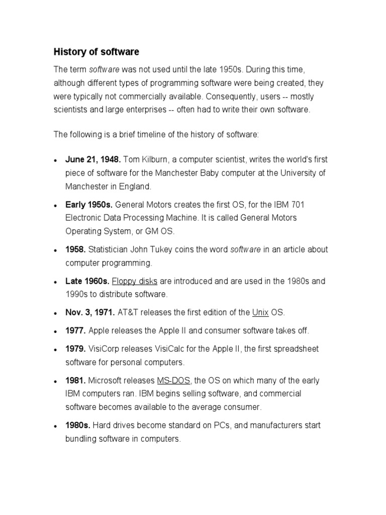 History of Software | PDF | Software | Application Software