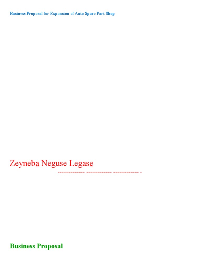 Business Proposal Spare Part Zeyneba PDF Retail Car