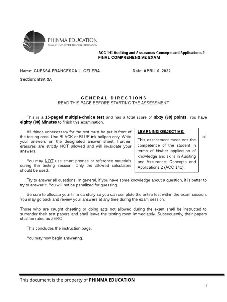 What Is A Final Comprehensive Exam