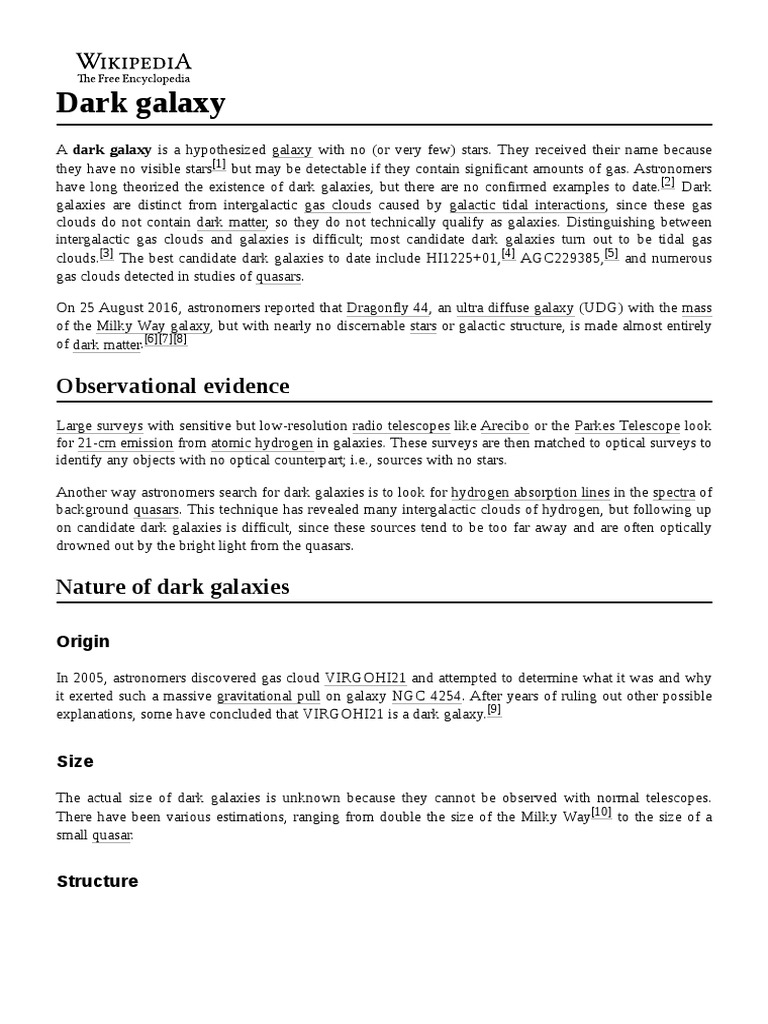 Dark Galaxy | PDF | Astronomy | Astronomical Objects