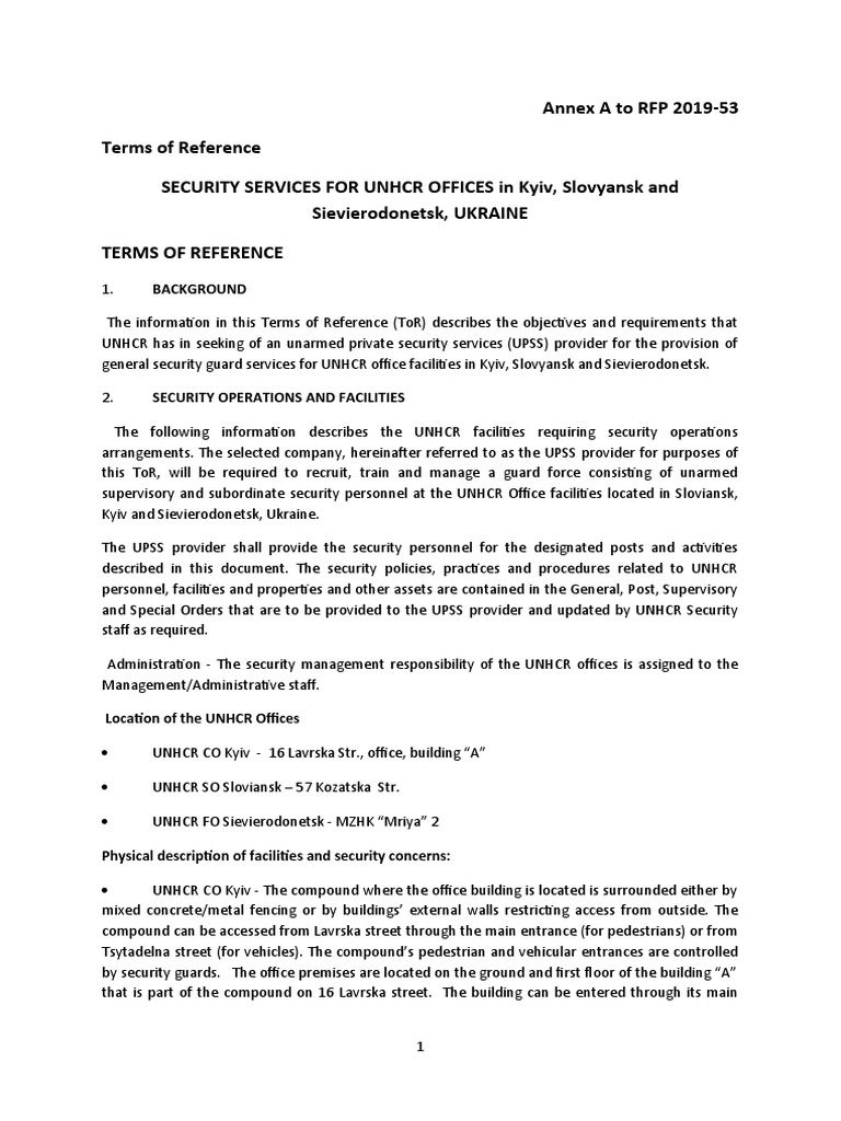 Annex A TOR Security Guards Services RFP 2019 53 ENG PDF Security