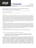 Las técnicas de investigación en antropología. Mirada antropológica y proceso etnográfico
