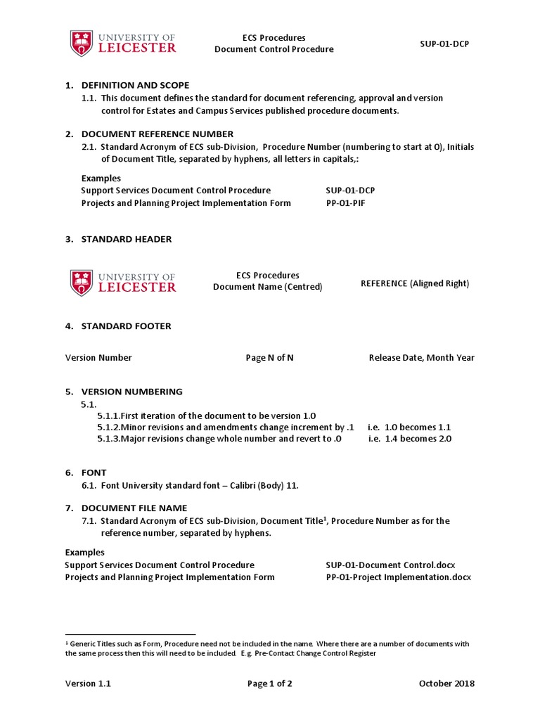 Sup 01 document control download free pdf document software