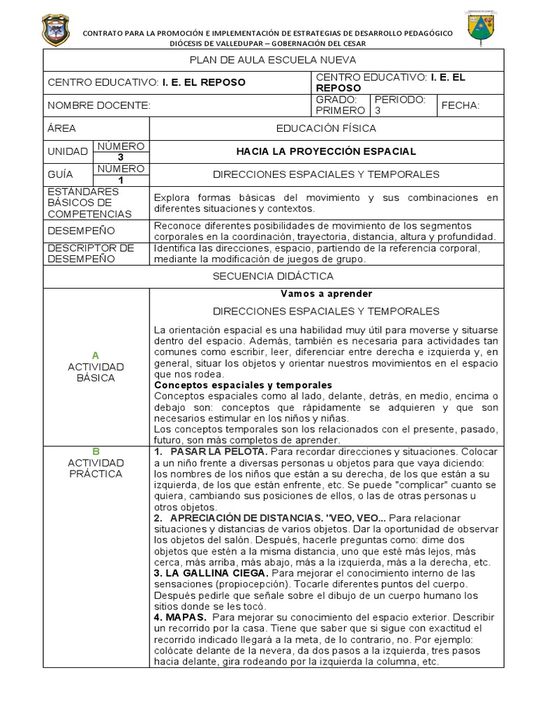 Educacion Fisica Grado Primero Iii Periodo Pdf Aprendizaje