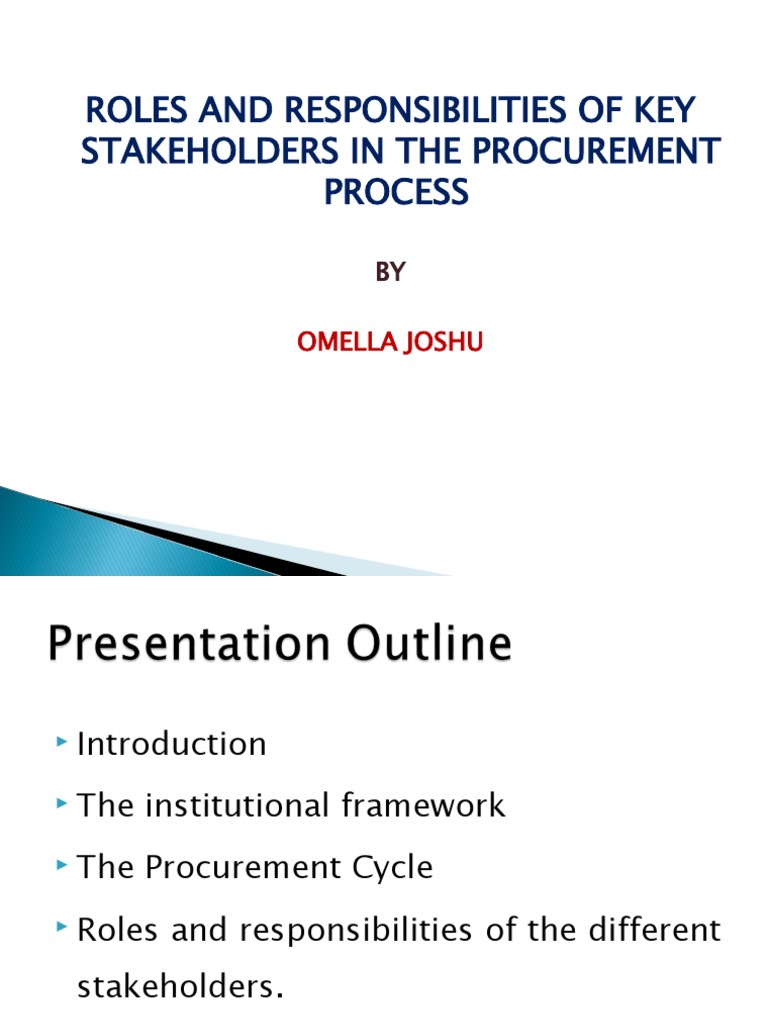 Roles and Responsibilities Key Stakeholders Media PDF Procurement