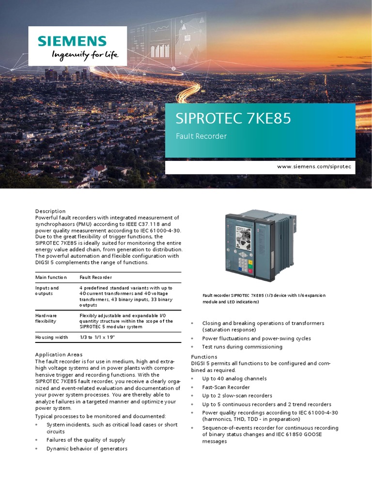 SIPROTEC 7KE85 Profile | Download Free PDF | Electrical Engineering ...
