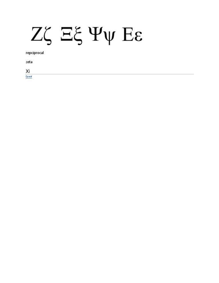 Epsilon, Psi, Xi, Zeta Symbols Explained | PDF