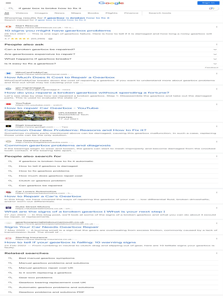 If Gear Box Is Broke How To Fix It Google Search PDF Manual