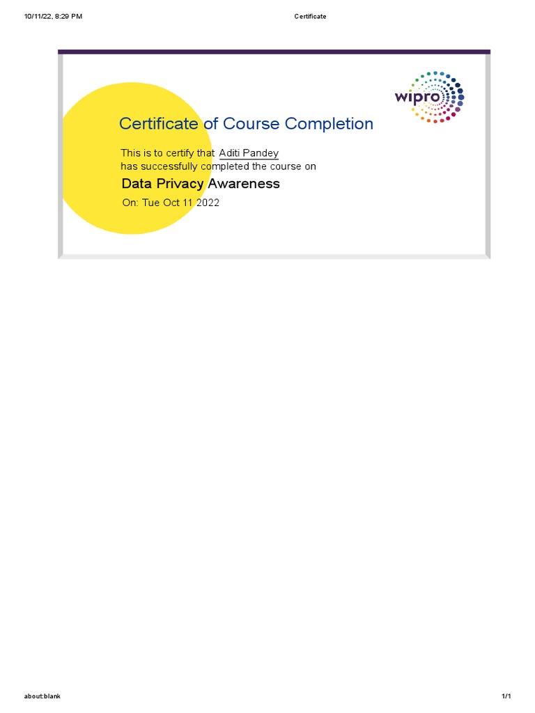 Data Privacy Certificate PDF