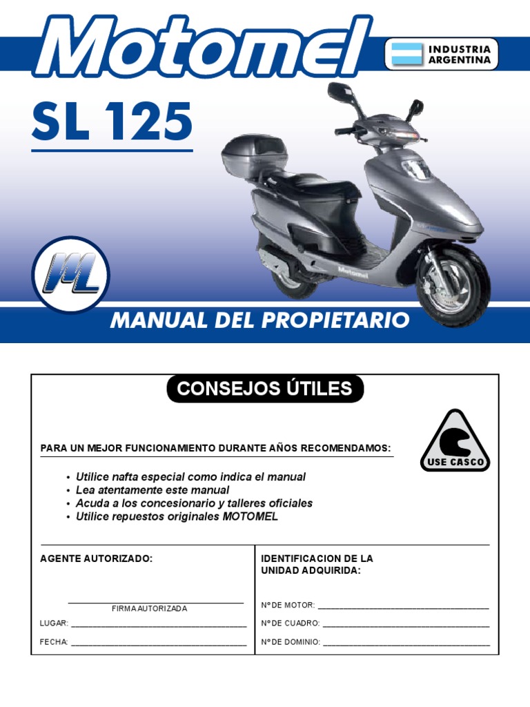Manual del Propietario Motomel SL 125 | PDF | Motocicleta | Vehículos