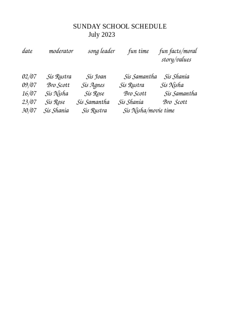 Sunday school pdf
