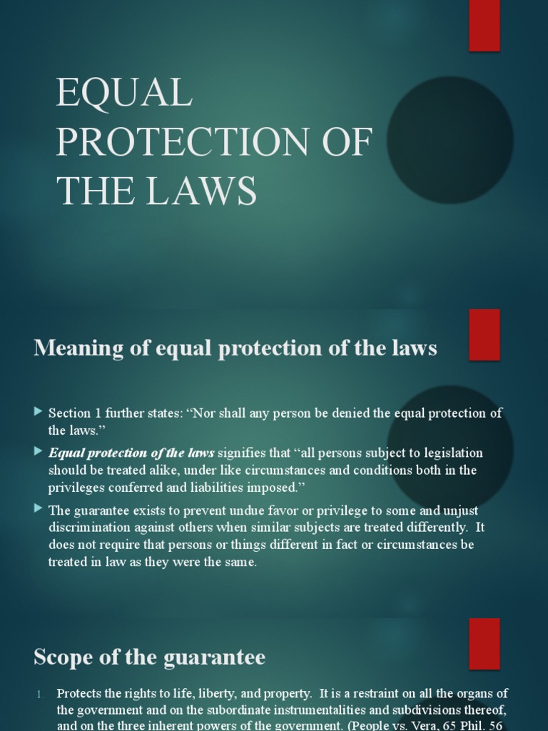 Understanding Equal Protection Laws | PDF | Equal Protection Clause ...