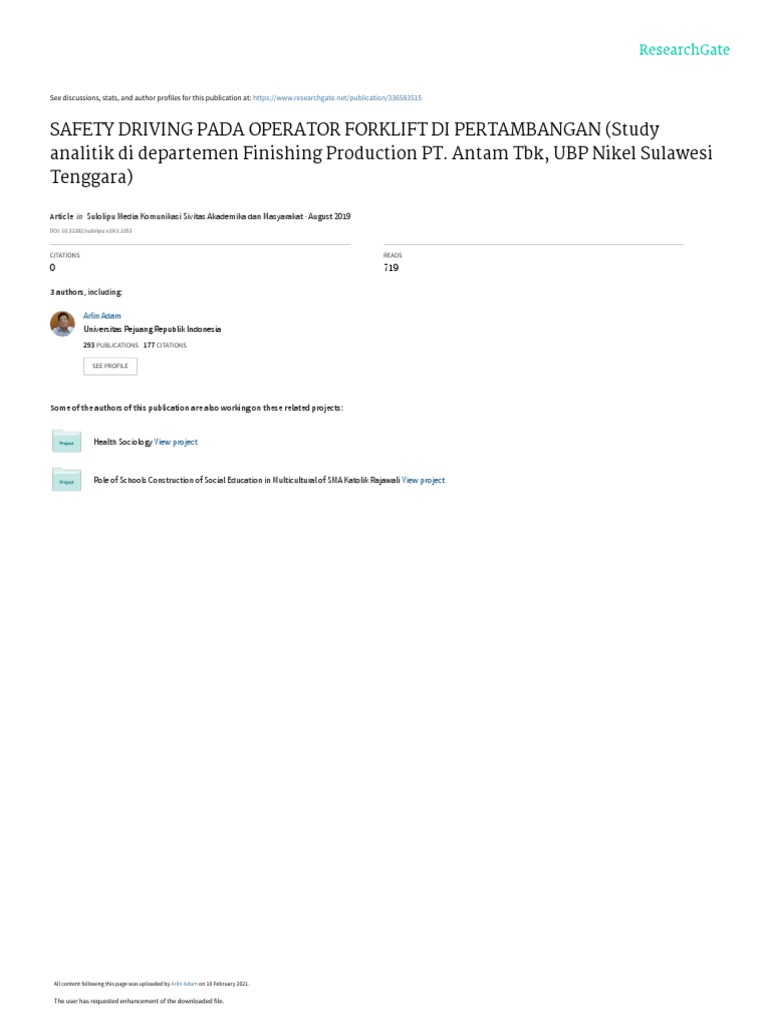 Safety Driving Pada Operator Forklift Di Pertamban Pdf Industrial