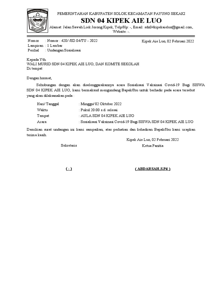 Surat Undangan Acara Resmi | PDF