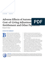 Adverse Effects of Automatic Cost of Living Adjustments To Entitlement and Other Payments
