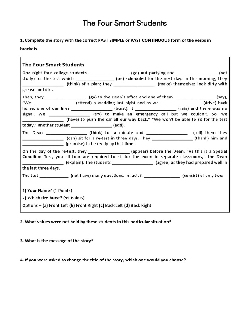The Four Smart Students' Test Tale | PDF