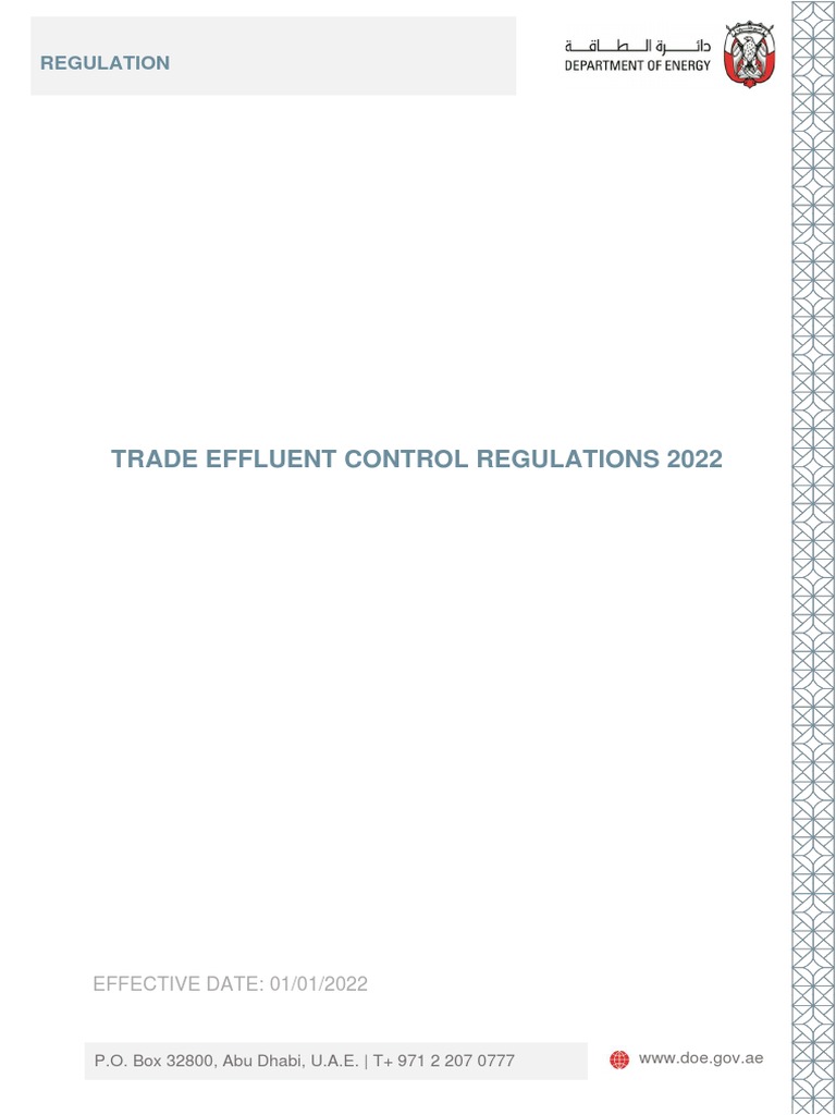 Trade Effluent Control Regulations 2022 PDF Sewage Treatment Waste