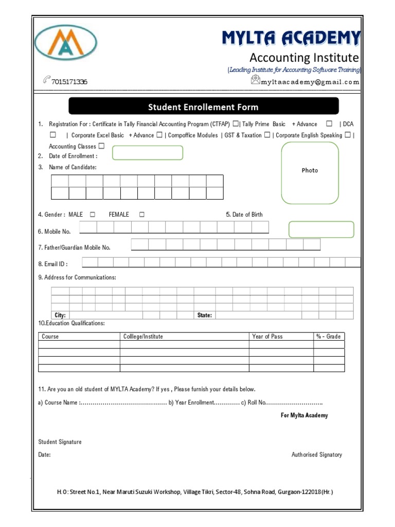 ENROLLMENT FORM New PDF