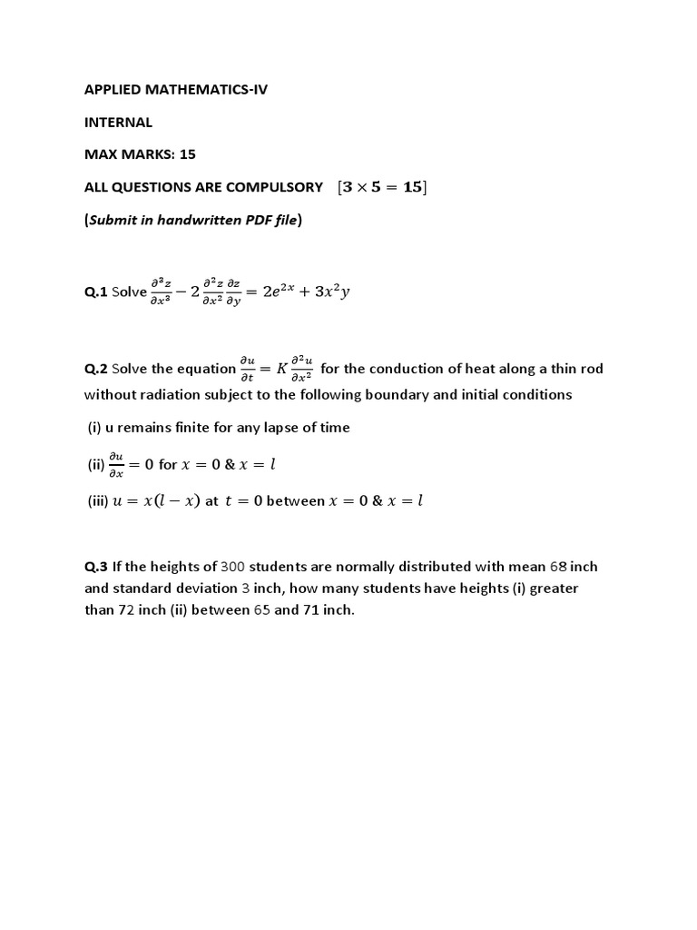 Applied Mathematics IV Exam Questions | PDF