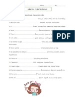 Adjective Order Worksheet