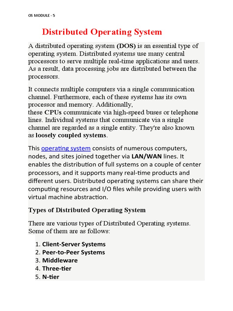 Os Module - % | PDF | Operating System | Client–Server Model