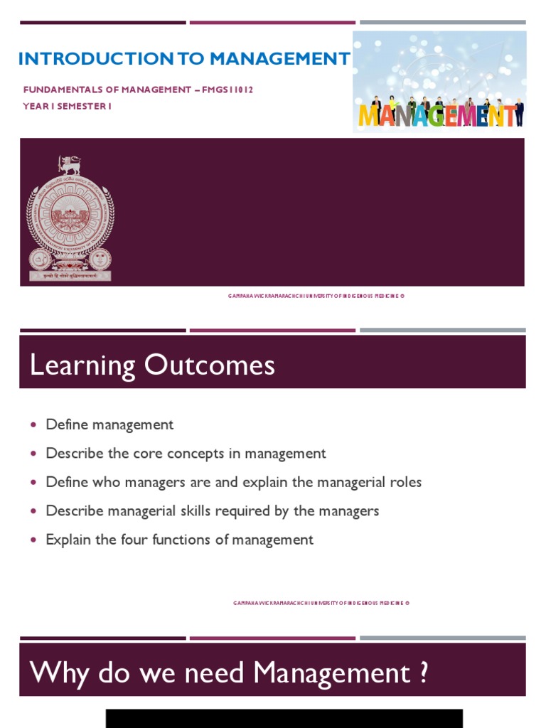MANAGEMENT 01 - Introduction To Management | PDF | Goal | Leadership