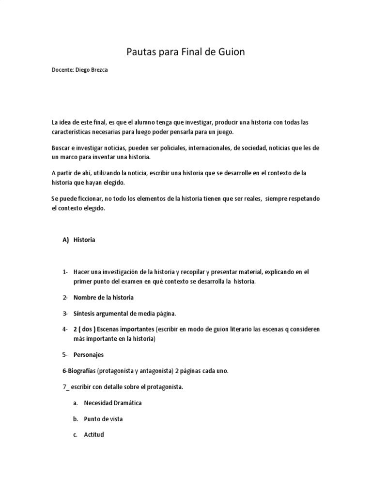 Pautas para el Final de Guion | PDF