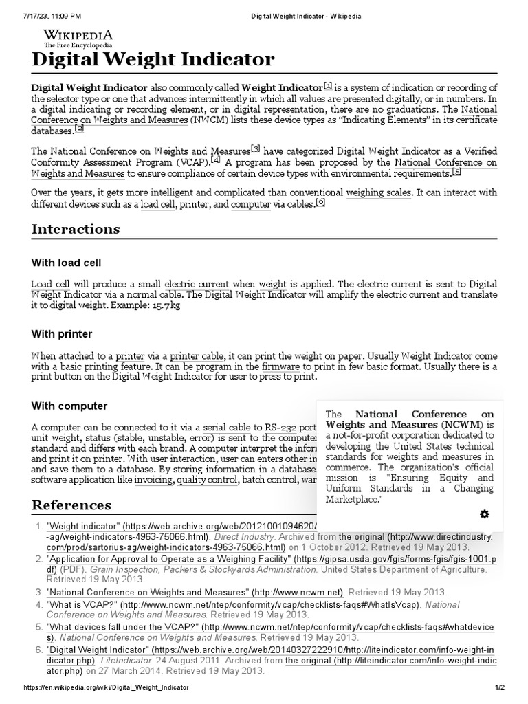 Digital Weight Indicator Wikipedia PDF Computing Systems