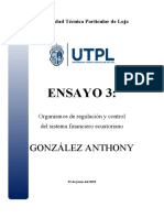 ENSAYO 3, Organismos de Regulación y Control Del Sistema Financiero Ecuatoriano - Eco. Popular