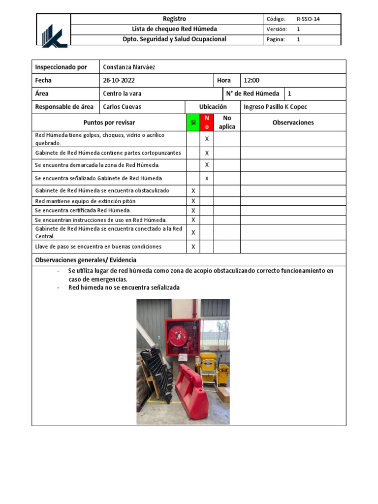 Chequeo de Seguridad Red Húmeda | PDF