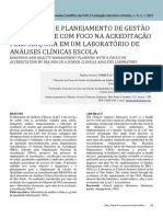 Diagnóstico E Planejamento de Gestão Da Qualidade Com Foco Na Acreditação Pelo Sba/Ona em Um Laboratório de Análises Clínicas Escola