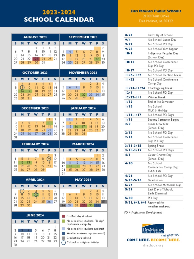 2023 2024 Dmps Calendar PDF Public Holiday Festival