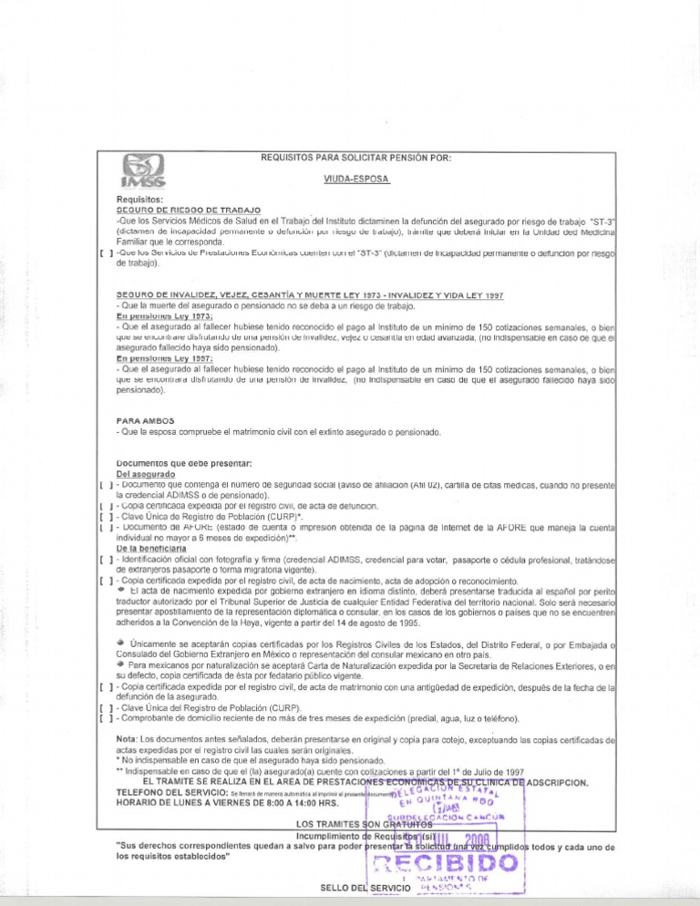 Requisitos Para Solicitar Pension Por Viudez
