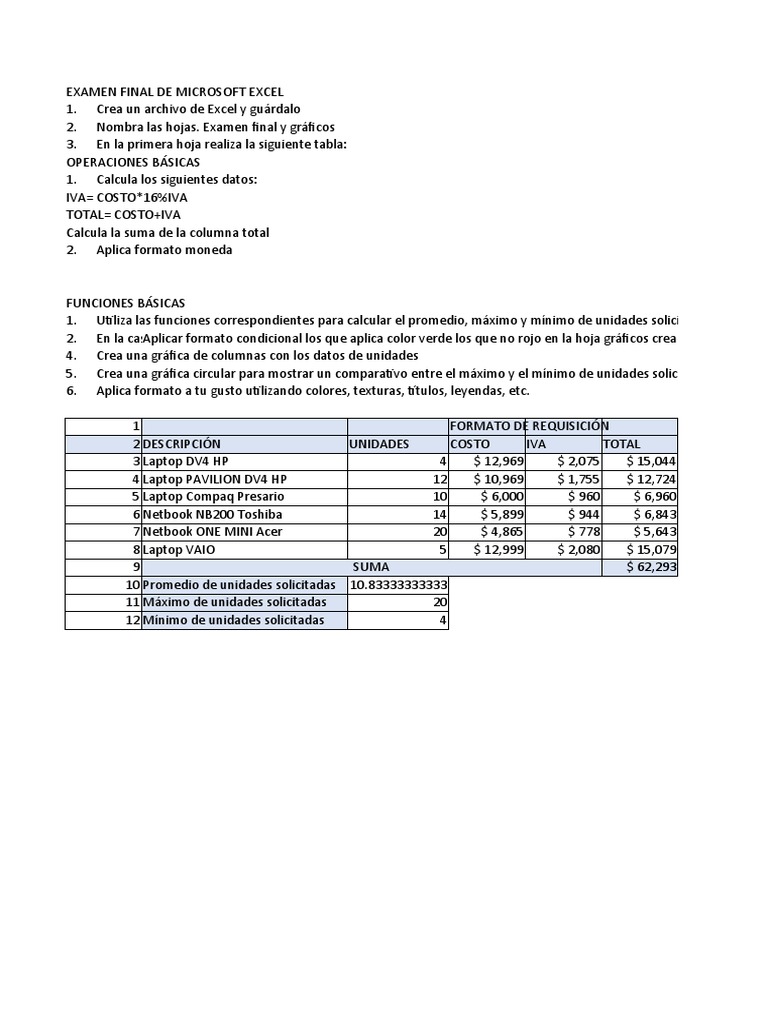 Examen Final de Excel | PDF | Microsoft Excel | Software
