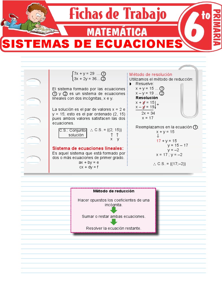 Sistemas de Ecuaciones para Sexto Grado de Priamria | PDF | Ecuaciones ...