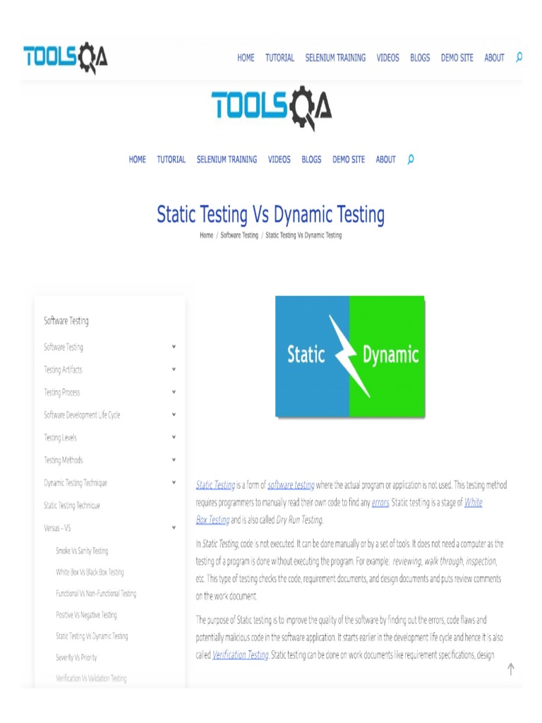 Test Comparation - Difference Between Static Testing and Dynamic ...